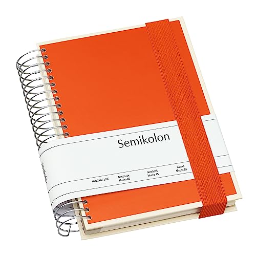 Semikolon 351563 Mucho Spiral-Notizbuch A5 15,7 x 21,7 cm - je 110 karierte, linierte, blanko Seiten, orange orange von Semikolon