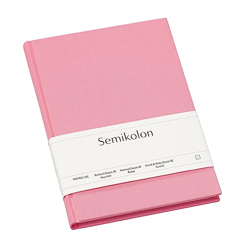 Semikolon 360363 - Notizbuch Classic A5 dotted - 176 Seiten, cremeweißes Papier – Lesezeichen – flamingo pink von Semikolon