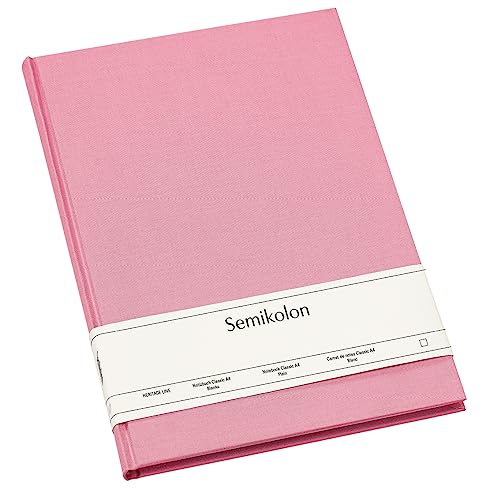 Semikolon 364076 - Notizbuch Classic A4 blanko - 176 Seiten, cremeweißes Papier – Lesezeichen – flamingo pink von Semikolon