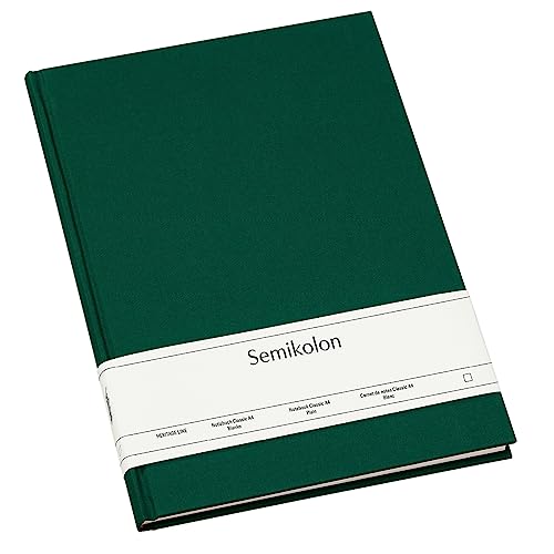 Semikolon 364078 Notizbuch Classic A4 blanko - 176 Seiten, cremeweißes Papier – Lesezeichen – forest grün von Semikolon