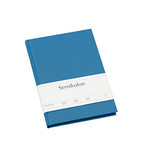 Semikolon 364087 - Notizbuch Classic A5 liniert - 176 Seiten, cremeweißes Papier – Lesezeichen – azzurro hell-blau von Semikolon