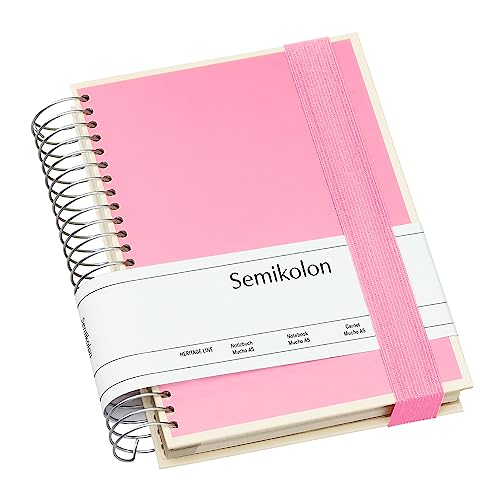 Semikolon 364096 Mucho Spiral-Notizbuch A5 15,7 x 21,7 cm - je 110 karierte, linierte, blanko Seiten, flamingo pink von Semikolon