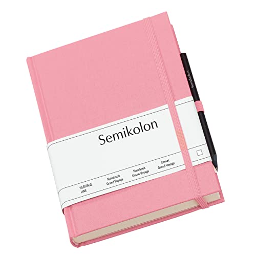 Semikolon 364099 - Reisetagebuch Grand Voyage - 14 x 19,2 cm 304 Seiten - 2 Lesezeichen Weltkarte – flamingo pink von Semikolon
