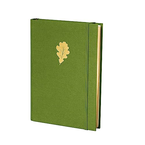 Semikolon 364150 - Notizbuch A5 Feature liniert - 288 Seiten, heraustrennbar – cremeweiß – irish dunkel-grün Oak Gold von Semikolon