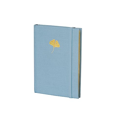 Semikolon 364151 - Notizbuch A5 Feature liniert - 288 Seiten, heraustrennbar, cremeweißes Papier – ciel blau Gingko Gold von Semikolon