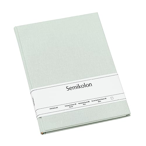 Semikolon 364707 - Notizbuch Classic B5 blanko - 176 Seiten, cremeweißes Papier – Lesezeichen – moss pastell-grün von Semikolon