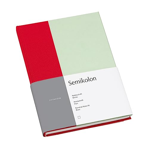 Semikolon 364818 – Notizbuch Cutting Edge A5 blanko - 176 Seiten, cremeweißes Papier – Lesezeichen – cherry pistachio von Semikolon