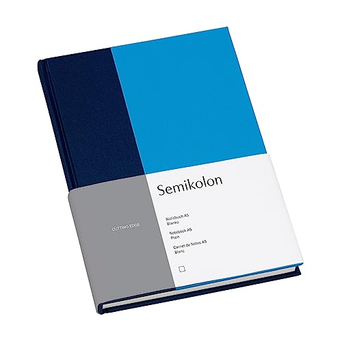 Semikolon 364819 – Notizbuch Cutting Edge A5 blanko - 176 Seiten, cremeweißes Papier – Lesezeichen – marine aqua von Semikolon