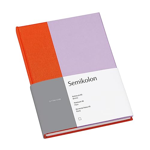 Semikolon 364823 – Notizbuch Cutting Edge A5 blanko - 176 Seiten, cremeweißes Papier – Lesezeichen – tangerine lavender von Semikolon