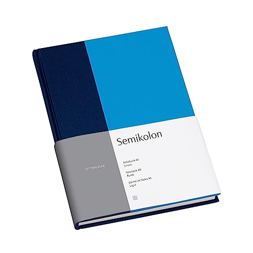 Semikolon 364826 – Notizbuch Cutting Edge A5 liniert - 176 Seiten, cremeweißes Papier – Lesezeichen – marine aqua von Semikolon