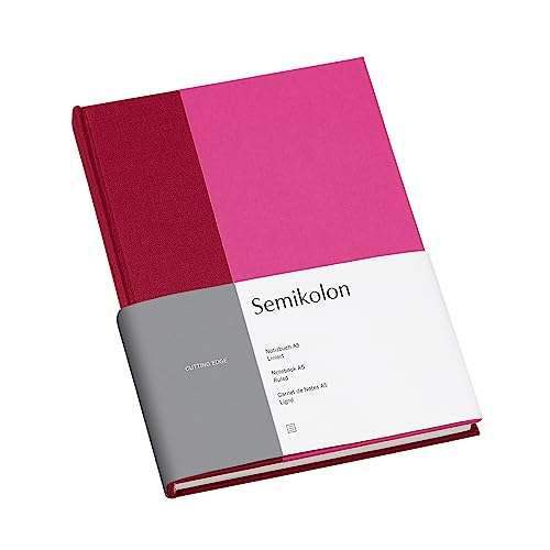 Semikolon 364827 – Notizbuch Cutting Edge A5 liniert - 176 Seiten, cremeweißes Papier – Lesezeichen – raspberry fuchsia von Semikolon