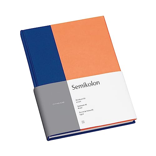 Semikolon 364829 – Notizbuch Cutting Edge A5 liniert - 176 Seiten, cremeweißes Papier – Lesezeichen – cobalt peach von Semikolon