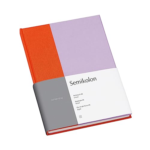 Semikolon 364831 – Notizbuch Cutting Edge A5 liniert - 176 Seiten, cremeweißes Papier – Lesezeichen – tangerine lavender von Semikolon