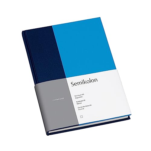 Semikolon 364840 – Notizbuch Cutting Edge A5 dotted - 176 Seiten, cremeweißes Papier – Lesezeichen – marine aqua von Semikolon