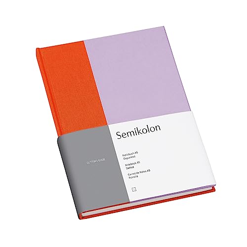 Semikolon 364844 – Notizbuch Cutting Edge A5 dotted - 176 Seiten, cremeweißes Papier – Lesezeichen – tangerine lavender von Semikolon