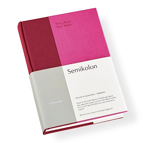 Semikolon 366300 – The Life in Your Years, 5-Jahres Tagebuch A5, Buchleineneinband, Deutsch – raspberry fuchsia von Semikolon