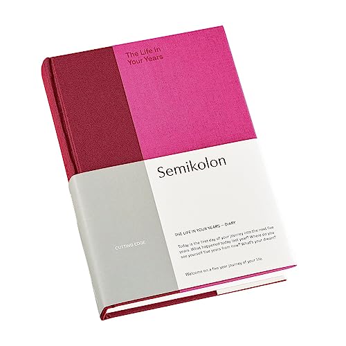 Semikolon 366301 – The Life in Your Years, 5-Jahres Tagebuch A5, Buchleineneinband, Englisch – raspberry fuchsia pink von Semikolon