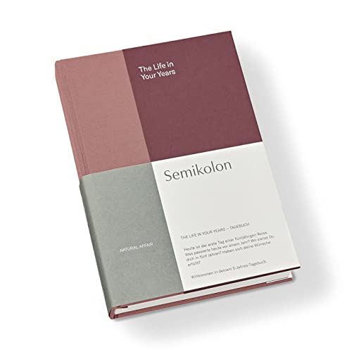 Semikolon 368689 – The Life in Your Years, 5-Jahres Tagebuch A5 Format, Diary mit Buchleineneinband, Deutsch – Blossom von Semikolon