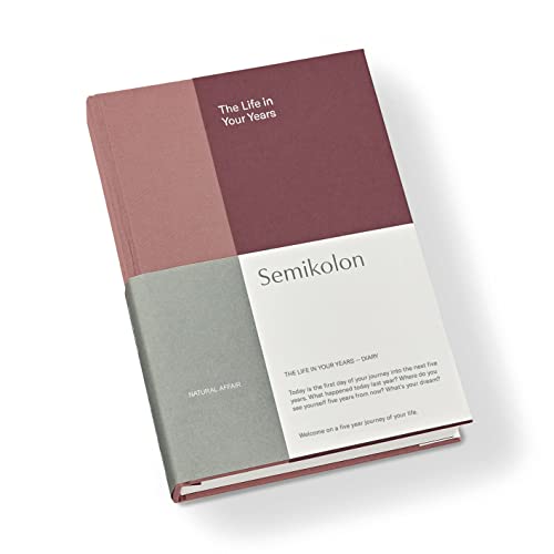 Semikolon 368693 – The Life in Your Years, 5-Jahres Tagebuch A5 Format, Diary mit Buchleineneinband, Englisch – Blossom von Semikolon
