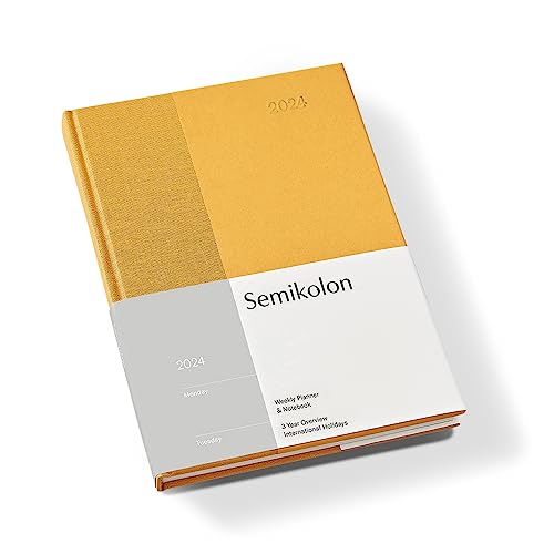 Semikolon 368710 Wochenkalender & Notizbuch 2024 A5, 13 Monate - 100g/m² Papier, Englisch, Hardcover – Golden Hour von Semikolon