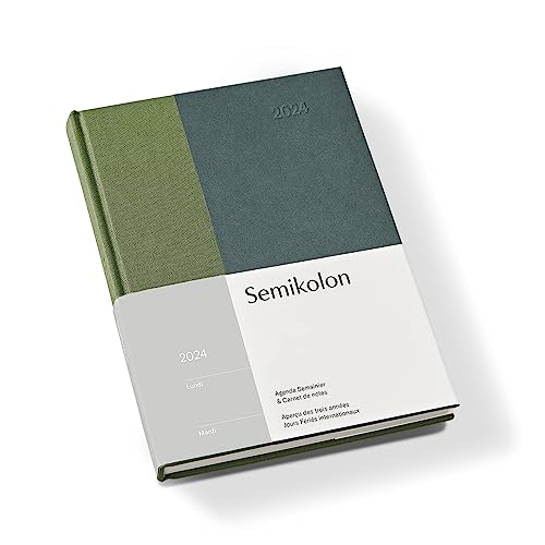 Semikolon 368713 Wochenkalender & Notizbuch 2024 A5-13 Monate - 100g/m² Papier, Französisch, Hardcover – Botanic von Semikolon