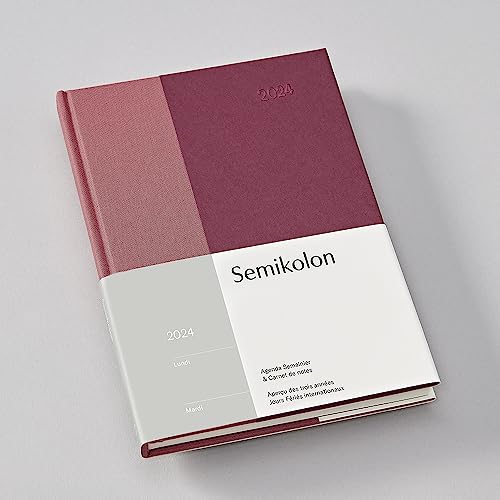 Semikolon 368714 Wochenkalender & Notizbuch 2024 A5, 13 Monate - 100g/m² Papier, Französisch, Hardcover – Blossom von Semikolon