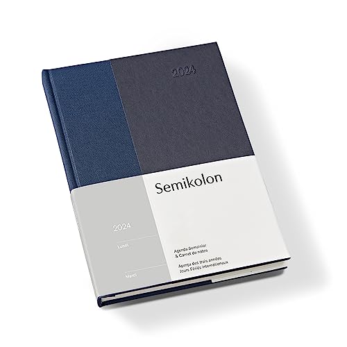 Semikolon 368717 Wochenkalender & Notizbuch 2024 A5, 13 Monate - 100g/m² Papier, Französisch, Hardcover – Midnight von Semikolon