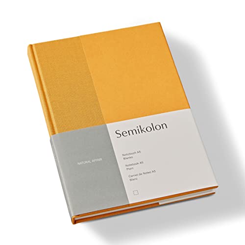 Semikolon 368720 – Notizbuch Natural Affair A5 blanko - 176 Seiten, cremeweißes Papier – Lesezeichen – Golden Hour von Semikolon