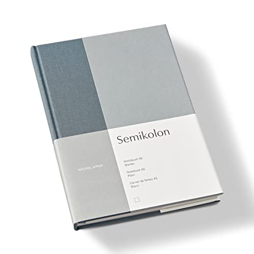 Semikolon 368722 – Notizbuch Natural Affair A5 blanko - 176 Seiten, cremeweißes Papier – Lesezeichen – Sea Salt von Semikolon