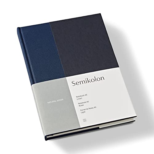 Semikolon 368733 – Notizbuch Natural Affair A5 liniert - 176 Seiten, cremeweißes Papier – Lesezeichen – Midnight von Semikolon