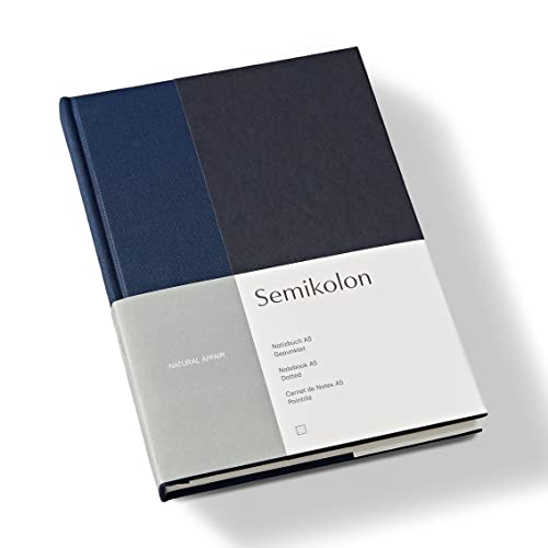 Semikolon 368741 – Notizbuch Natural Affair A5 dotted - 176 Seiten, cremeweißes Papier – Lesezeichen – Midnight von Semikolon