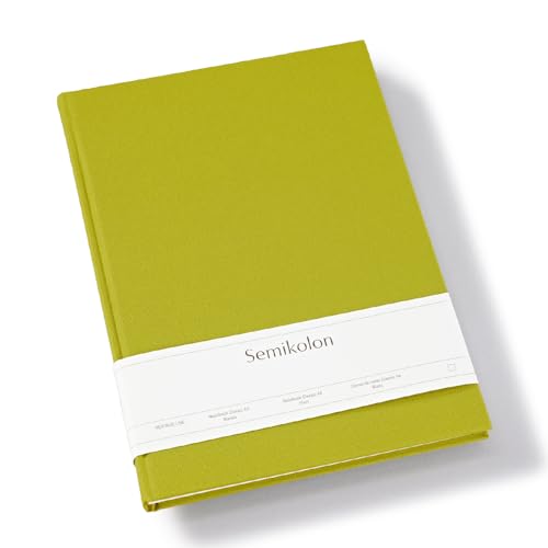 Semikolon 370059 - Notizbuch Classic A4 blanko - 176 Seiten, cremeweißes Papier – Lesezeichen – matcha hell-grün von Semikolon