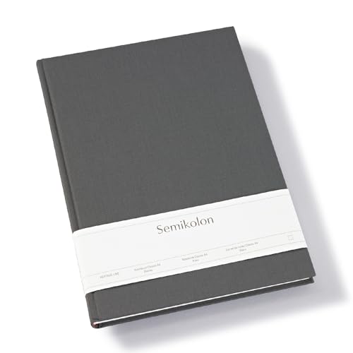 Semikolon 370060 - Notizbuch Classic A4 blanko - 176 Seiten, cremeweißes Papier – Lesezeichen – lava stone grau von Semikolon