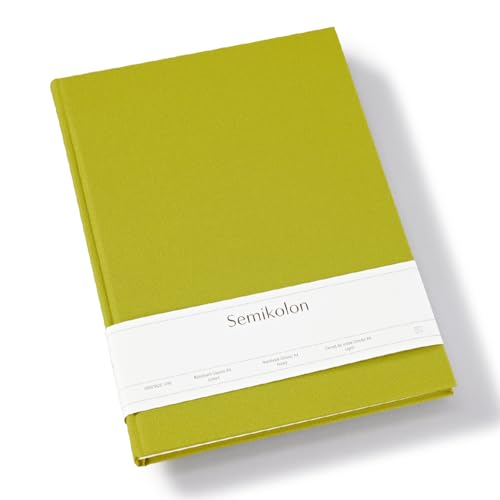 Semikolon 370063 - Notizbuch Classic A4 liniert - 176 Seiten, cremeweißes Papier – Lesezeichen – matcha hell-grün von Semikolon