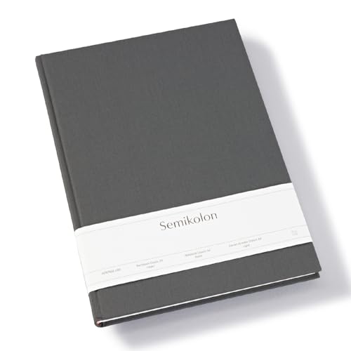 Semikolon 370064 - Notizbuch Classic A4 liniert - 176 Seiten, cremeweißes Papier – Lesezeichen – lava stone grau von Semikolon