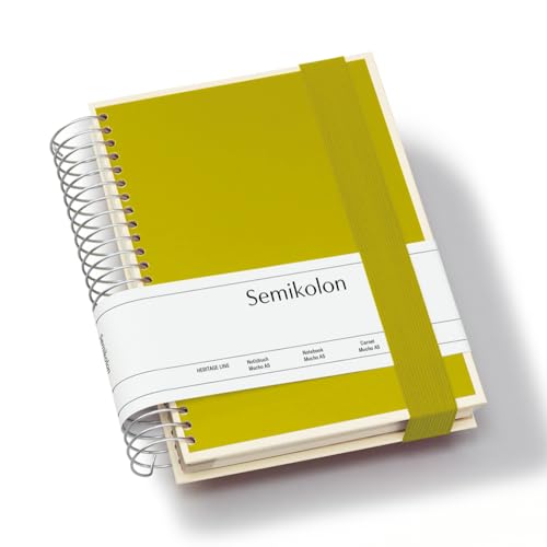 Semikolon 370068 Mucho Spiral-Notizbuch A5 15,7 x 21,7 cm - je 110 karierte, linierte, blanko Seiten, matcha hell-grün von Semikolon