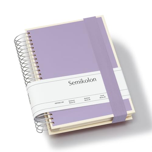 Semikolon 370070 Mucho Spiral-Notizbuch A5 15,7 x 21,7 cm - je 110 karierte, linierte, blanko Seiten, lilac silk lila von Semikolon