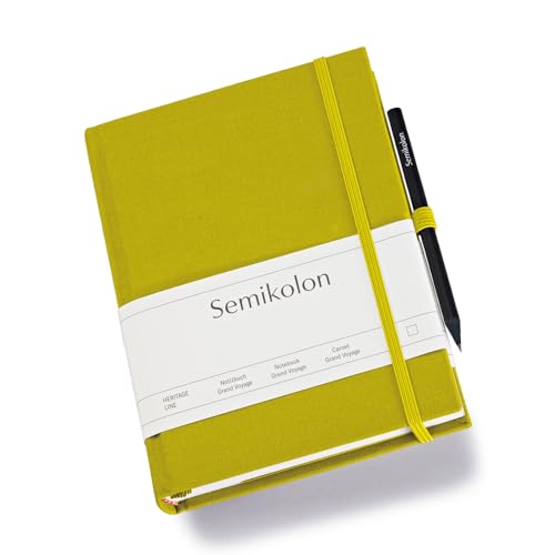 Semikolon 370076 - Reisetagebuch Grand Voyage - 14 x 19,2 cm 304 Seiten - 2 Lesezeichen Weltkarte – matcha hell-grün von Semikolon