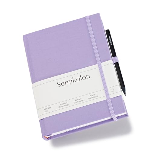 Semikolon 370078 - Reisetagebuch Grand Voyage - 14 x 19,2 cm 304 Seiten - 2 Lesezeichen Weltkarte – lilac silk lila von Semikolon