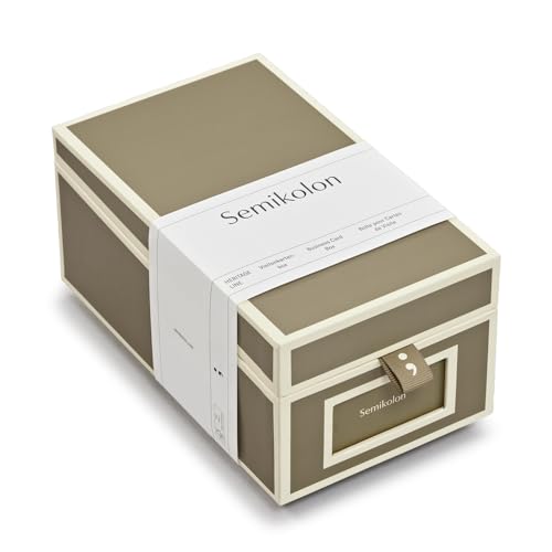 Semikolon 370083 Visitenkartenbox – alphabetisches Register – 10,5 x 18 x 8,3 cm – Business-Card-Box – fango beige von Semikolon