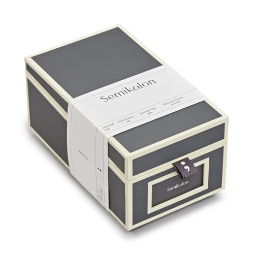 Semikolon 370085 Visitenkartenbox - alphabetisches Register - 10,5 x 18 x 8,3 cm - Business-Card-Box - lava stone grau von Semikolon