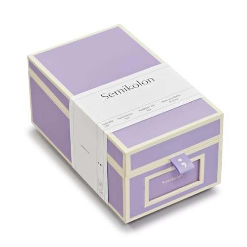 Semikolon 370086 Visitenkartenbox – alphabetisches Register – 10,5 x 18 x 8,3 cm – Business-Card-Box – lilac silk lila von Semikolon
