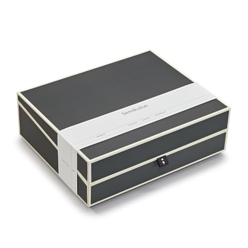 Semikolon 370089 Dokumentenbox – Aufbewahrungs-Box für Dokumente A4 – 31,5 x 26 x 10 cm – lava stone grau von Semikolon