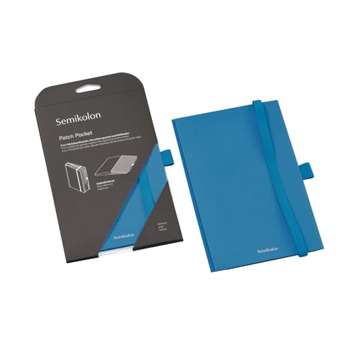 Semikolon 370988 Patch Pocket - Falttasche für Notizbuch A5 - mit Gummiverschluss und Stiftschlaufe - Azzurro von Semikolon