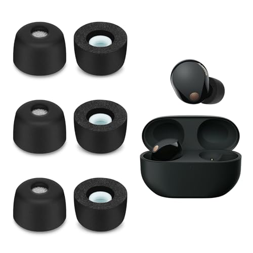 3 Paar Ersatz In-Ear Kopfhörer Kompatibel mit Sony WF-1000XM5, Gepolsterte Ohrstöpsel In-Ear Kopfhörer(L, Schwarz) von Seminer