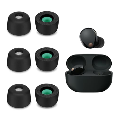 3 Paar Ersatz In-Ear Kopfhörer Kompatibel mit Sony WF-1000XM5, Gepolsterte Ohrstöpsel In-Ear Kopfhörer (M, Schwarz) von Seminer