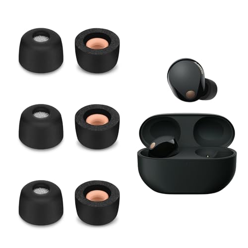 3 Paar Ersatz In-Ear Kopfhörer Kompatibel mit Sony WF-1000XM5, Gepolsterte Ohrstöpsel In-Ear Kopfhörer (S, Schwarz) von Seminer