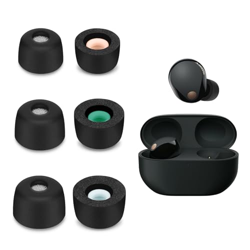 3 Paar Ersatz In-Ear Kopfhörer Kompatibel mit Sony WF-1000XM5, Gepolsterte Ohrstöpsel In-Ear Kopfhörer (S/M/L, Schwarz) von Seminer