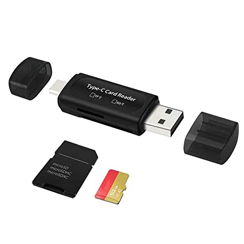SD Kartenleser, Seminar 4-in-1 USB C/USB 2.0 Dual Slot OTG Speicherkarten Adapter für TF/Micro SD/SD/SDXC/Micro SDXC/Micro SDHC Speicherkarten (Schwarz) von Seminer