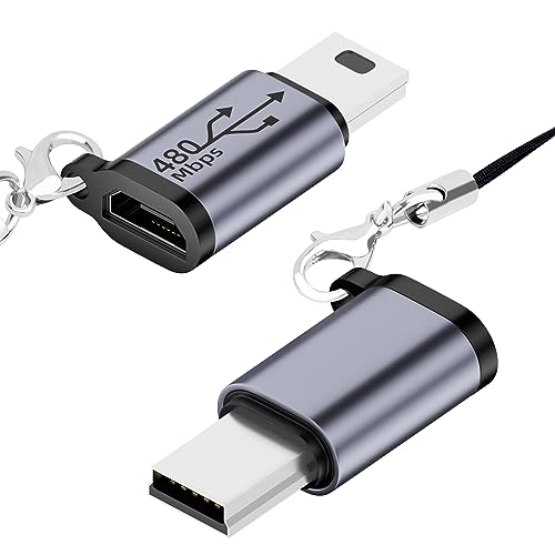 Seminer Micro USB auf Mini USB Adapter (2er Pack), Micro USB Buchse auf Mini USB Stecker Konvertieren Stecker, USB Mini auf Micro USB Adapter Kompatibel mit Digitalkameras, Computer, GPS von Seminer